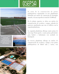 Proyecto y obras de pistas polideportivas y urbanización complementaria de la ciudad deportiva de Ciempozuelos, 2ª fase (Madrid)